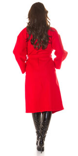Oversize dlhý kabát s opaskom Červená