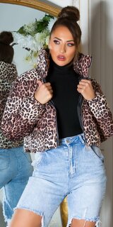 Leopardia nylonová bunda dámska