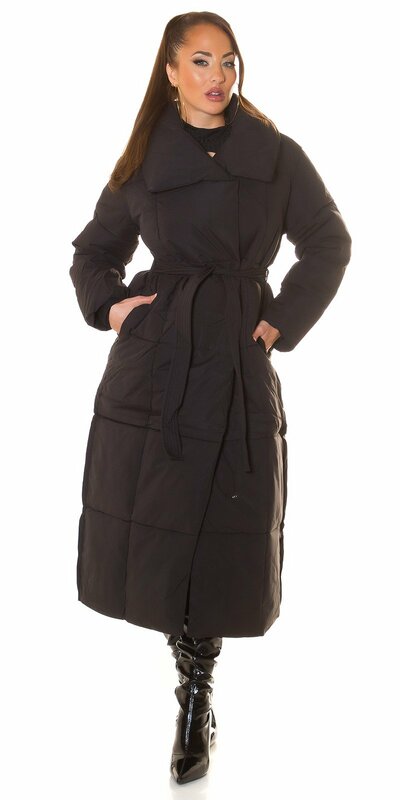 Extra dlhá zimná bunda fashionista Čierna