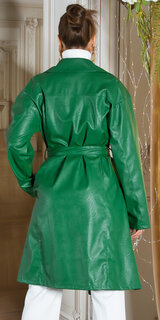 Koucla dámsky koženkový kabát Tmavá zelená