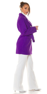 Moderný dámsky kabát s opaskom Fialová