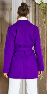 Moderný dámsky kabát s opaskom Fialová