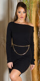 Vrúbkované dámske pletené šaty Čierna