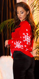Vianočný sveter so sobom Červená