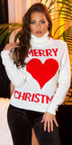 Pletený vianočný sveter "MERRY CHRISTMAS" Biela
