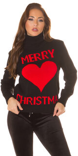 Pletený vianočný sveter "MERRY CHRISTMAS" Čierna