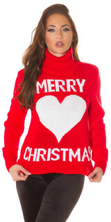 Pletený vianočný sveter "MERRY CHRISTMAS" Červená