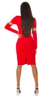 Púzdrové šaty s retiazkami Červená