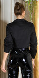 Bavlnená krátka košeľa Čierna