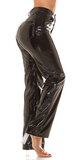 Latexové rovné nohavice s vysokým pásom Čierna