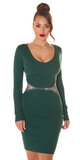 Pletené šaty s priehľadným trblietavým pásom Zelená
