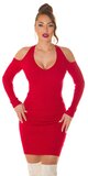 Dámske pletené šaty s odhalenými ramenami Červená