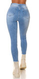 Priliehavé svetlé džíny s vysokým pásom Modrá