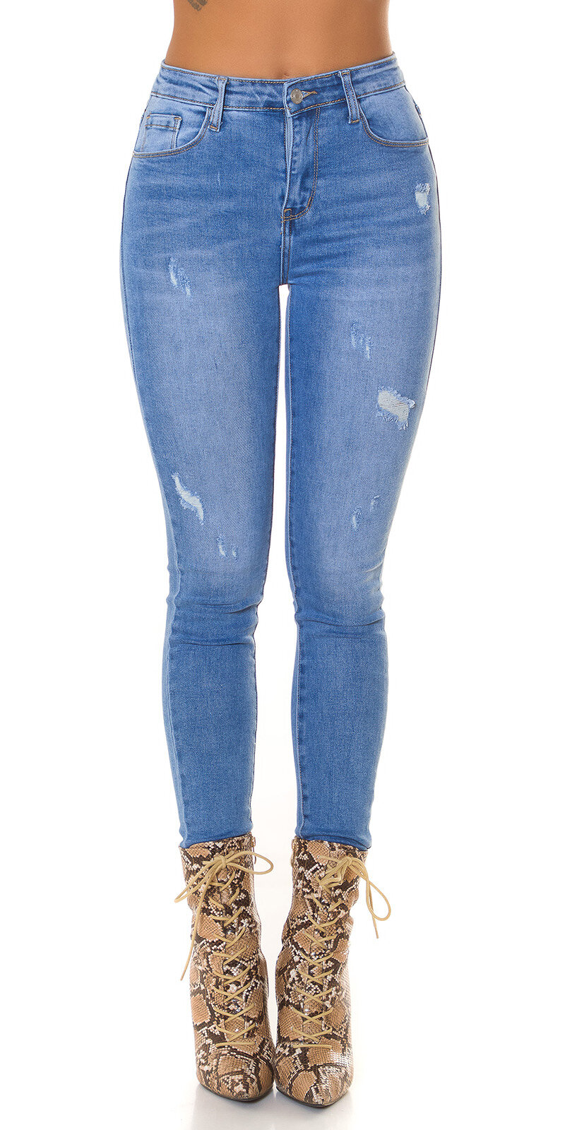 HIGHWAIST džínsy s vysokým pásom Modrá