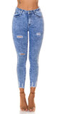 Skinny roztrhané modré džíny s vysokým pásom Modrá