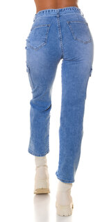 Dámske kapsáčové džínsy s opaskom Modrá