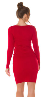 Viskózové pletené šaty s aplikáciami Červená