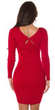 Textúrované pletené šaty s krúžkom na chrbte Červená