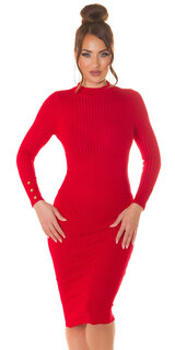 Úpletové šaty s otvoreným chrbtom Červená
