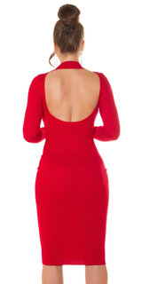 Úpletové šaty s otvoreným chrbtom Červená