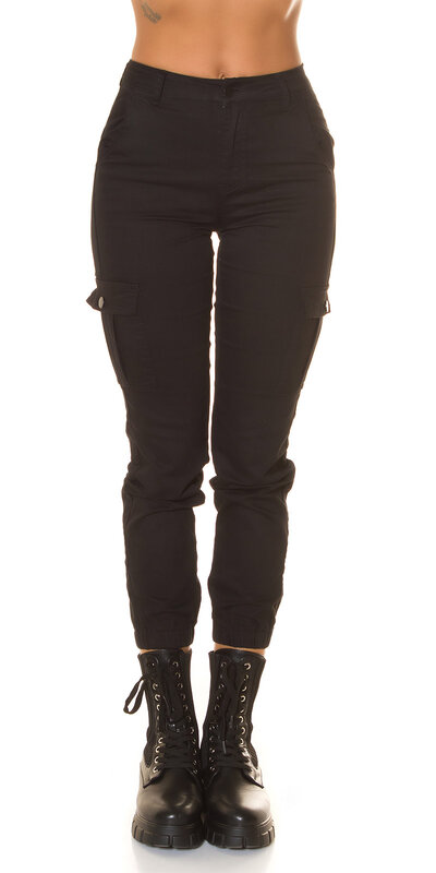 Čierne kapsáčové džíny s vysokým pásom Čierna