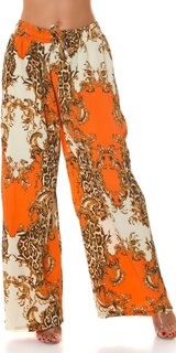 Letné vysoké nohavice s potlačou Oranžová