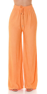Široké letné nohavice s vysokým pásom Oranžová