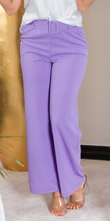 Vysoké plátené nohavice s opaskom Lilac