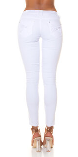MIDWAIST džíny s mašľami na vreckách Biela
