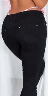 MIDWAIST džíny s mašľami na vreckách Čierna