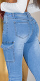 Vysoké kapsáčové džíny dámske Modrá