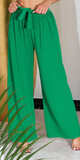 MUST HAVE látkové nohavice s vysokým pásom Zelená