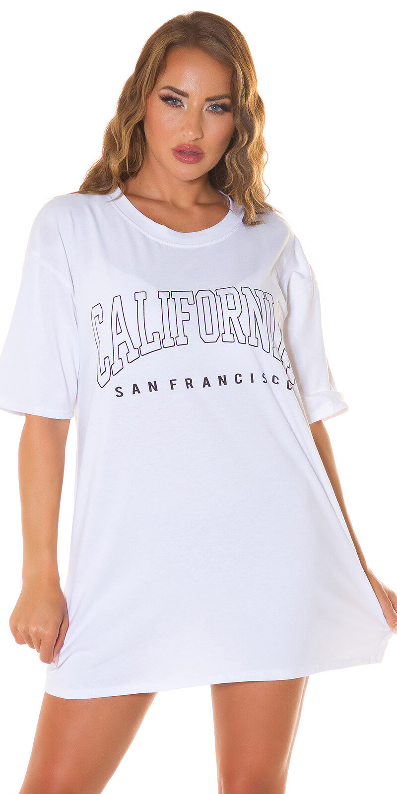 Voľné dámske tričko "CALIFORNIA" Biela