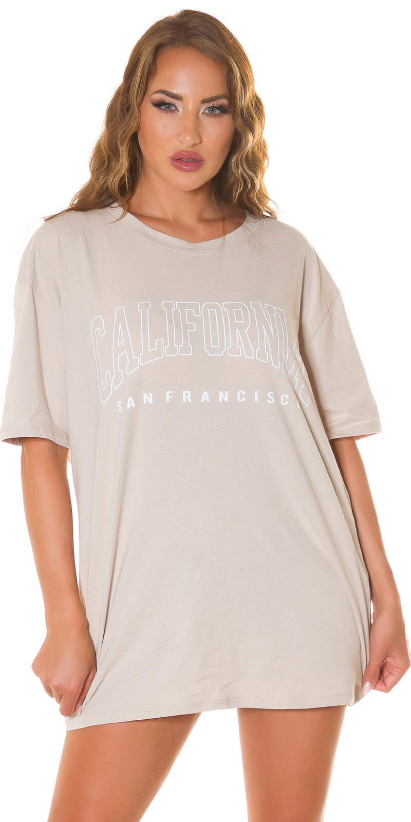 Voľné dámske tričko "CALIFORNIA" Béžová