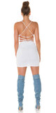 Mini šaty s ramienkovým odhaleným chrbtom Biela