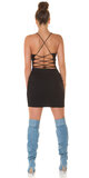 Mini šaty s ramienkovým odhaleným chrbtom Čierna