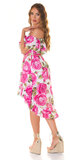Volánové kvetinové šaty s retiazkovým opaskom Ružová