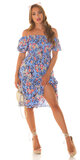 Letné viskózové šaty s odhalenými ramenami Babyblue