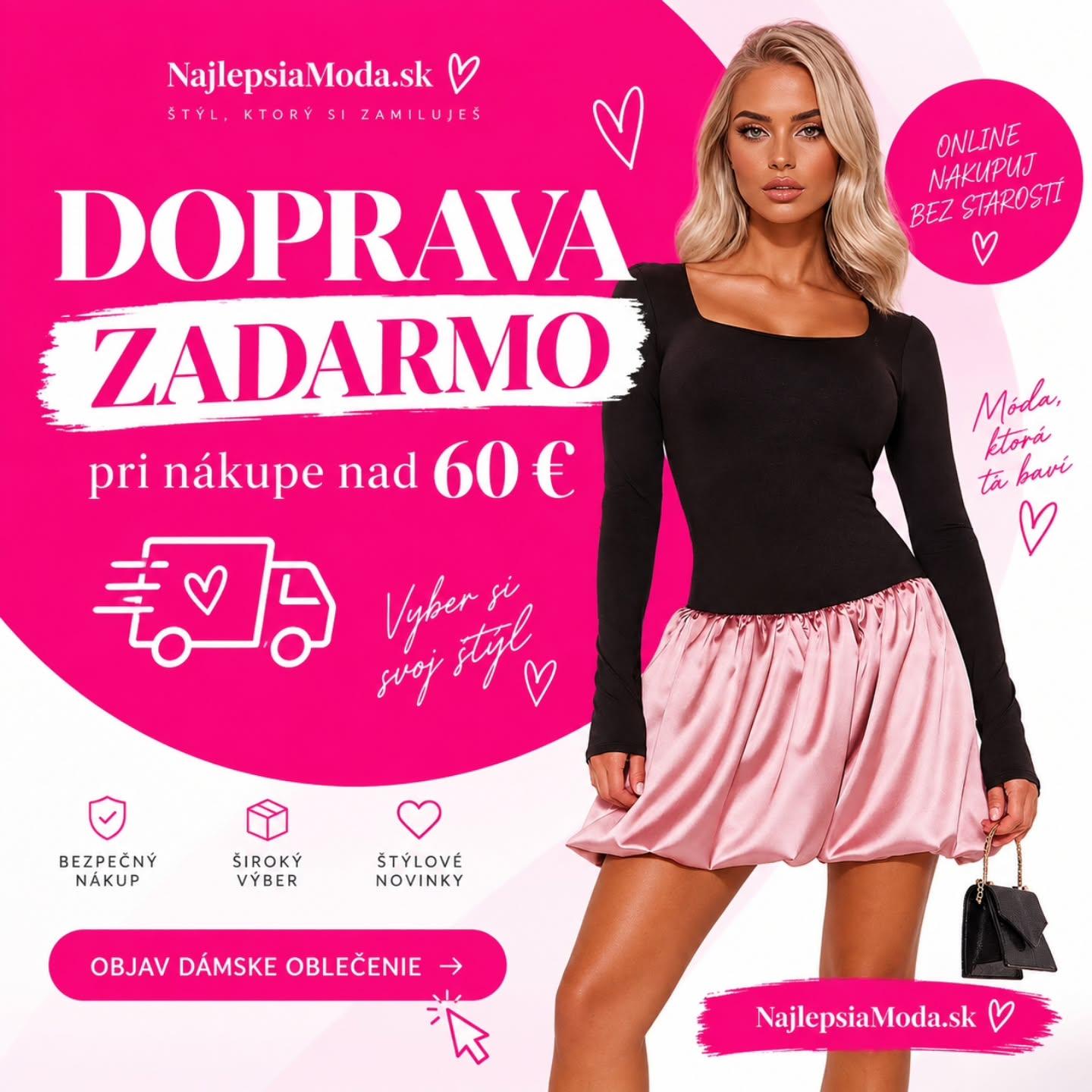 ???? DOPRAVA ZADARMO pri nákupe nad 60 € ????Vyber si svoje obľúbené kúsky z NajlepsiaModa.sk a pri nákupe nad 60 € máš dopravu od nás ZADARMO. ✨ Objav šaty, nohavice, topy, bundy a ďalšie štýlové kúsky z aktuálnej ponuky.???? Klikni na odkaz v príspevku a pozri si Dámske oblečenie. Alebo napíš do komentára DOPRAVA a pošleme Ti link priamo do správy. ???? ???? NajlepsiaModa.sk#damskamoda #dopravazadarmo #slovenskyeshop #onlinefashion #najlepsiamoda